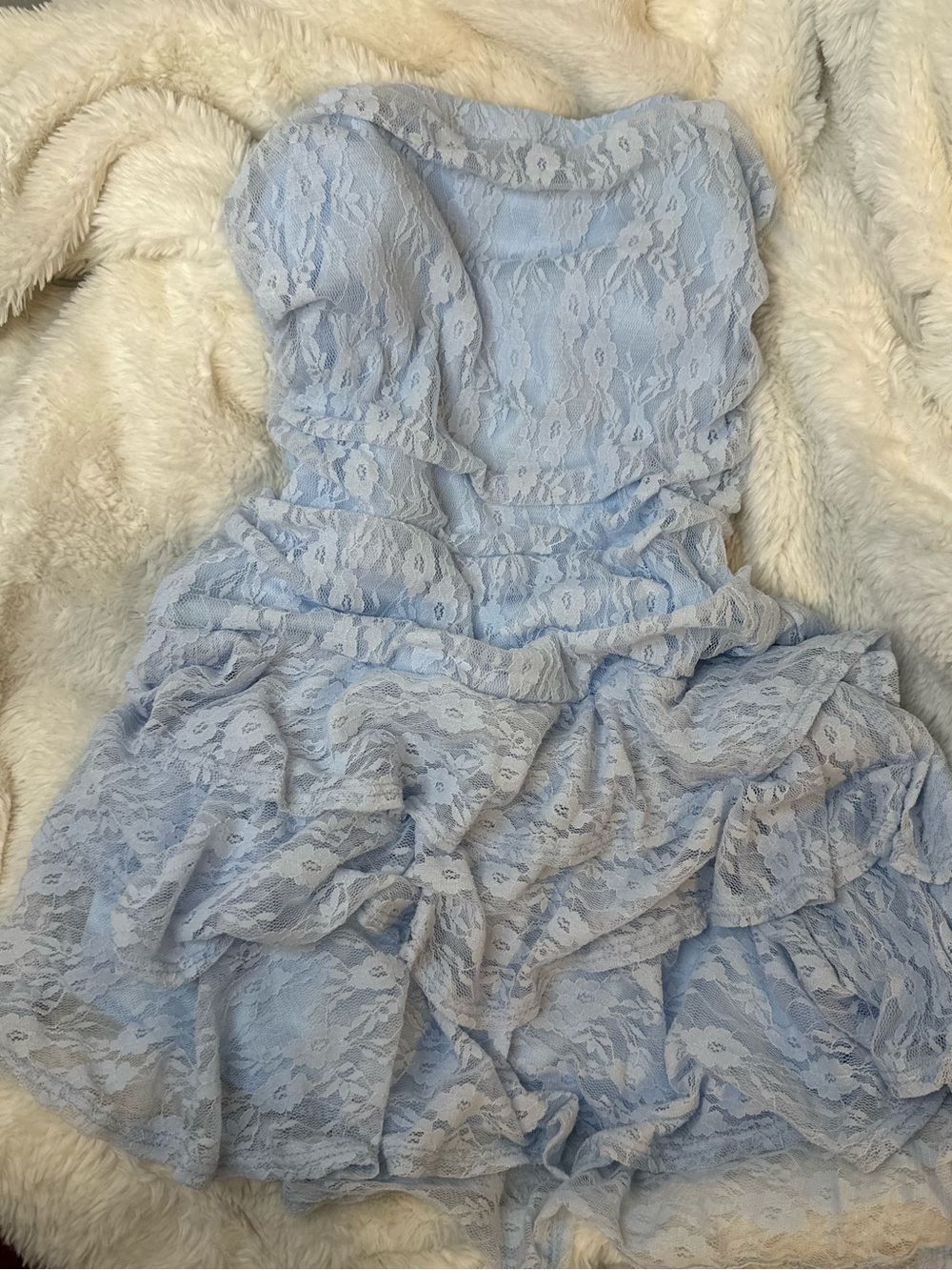 Dolls Blue Lace Mini Dress - Picture 3 of 5